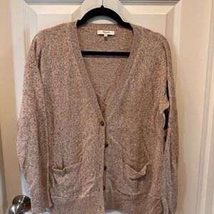 Madewell Heathered Brown Cardigan V-Neck Sweater